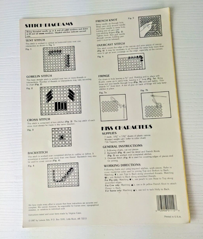 Leisure Arts 1112 GIMME A KISS plastic canvas 4pg leaflet Dick Martin 8 designs - Image 2 of 3