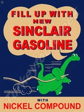 Sinclair Gasoline With Nickel Compound Metal Sign 3 Sizes to Choose From