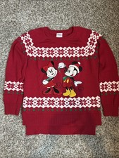 Disney Mickey Minnie Mouse Christmas Sweater Womens Small NWOT Holiday Red