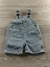 Oshkosh Bgosh 6M Baby Conductor Stripe Shortalls Polka Dot Overalls Vestbak