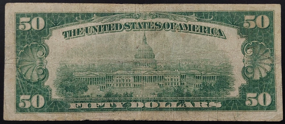 1928 $50 Federal Reserve Note "Big 6" Atlanta! Gold Clause! Fr# 2100 F. - Image 4 of 4