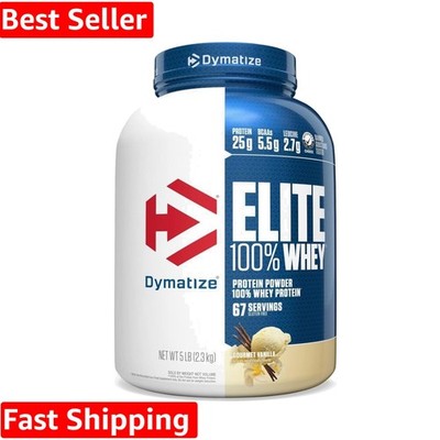 Elite 100% Whey Protein Powder, Vanilla, 25g of Protein, 5.5g BCAAs, Less Tha...