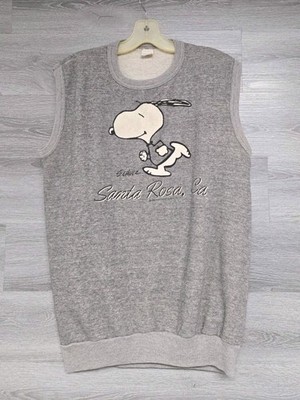 VINTAGE SNOOPY SWEATSHIRT SLEEVELESS VTG 80s SANTA ROSA THIN PEANUTS SCHULTZ MED