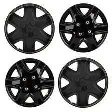 4Pcs Black 13" Wheel Hub Caps Fit For R13 Tires Snap-On Wheel Rim Covers 4 Lug