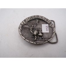 Vintage 1977 Bergamot Brass Works Baseball Belt Buckle Made in USA Pewter Tone