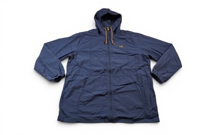 LL Bean Stowaway Jacket Mens XXL Tall Navy Blue Hooded Full Zip Nylon Windbreake