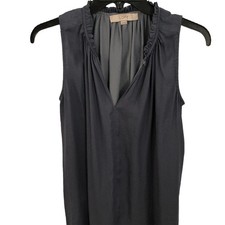 Loft Gray Dress XS-M Loose Tie Waist V-Neck Ruffles