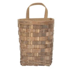 Hanging Wall Basket Wood Woven Organizer 17.5x14x10.8cm, Coffee Rustic Farmho...