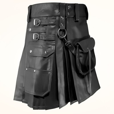 Herren Echt Rindsleder Schottischer Sporran Kilt Plissee Utility Roman LARP Handarbeit