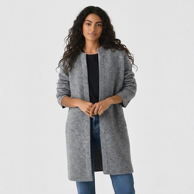 Vince Textured Soft Sculpted Car Coat Gray Size XL NEW 
