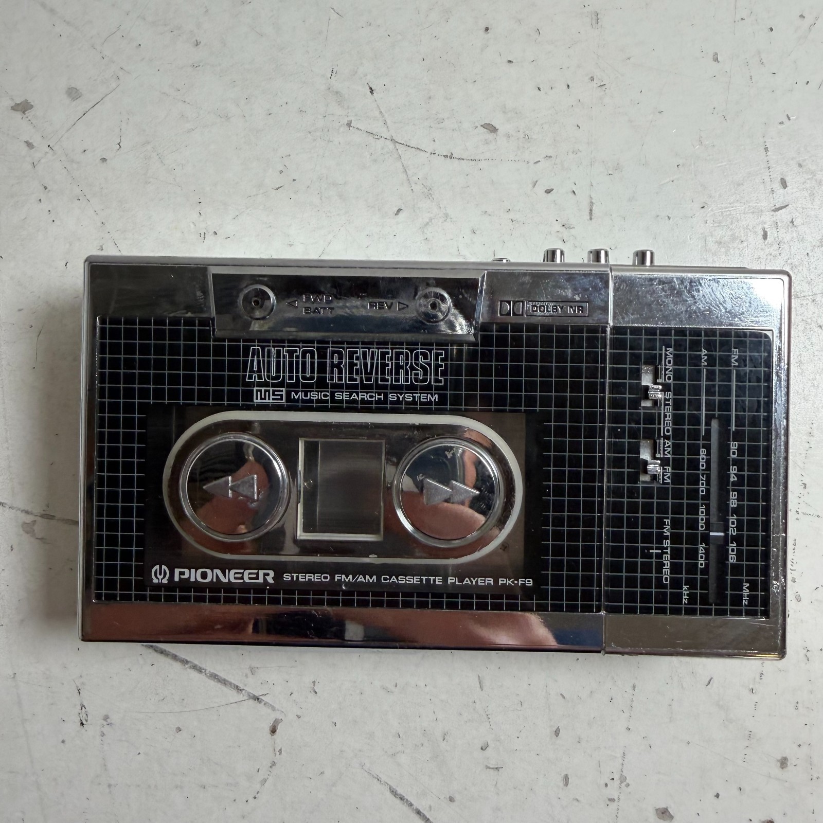 Vintage Pioneer PK-F9 Silver AM/FM Portable Stereo Cassette Player - For Parts