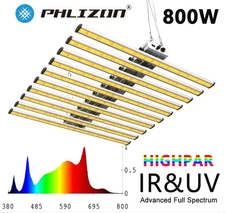 Phlizon 800W 640W Dimmable Full Spectrum LED Grow Light Bar w/Samsung561C Chips
