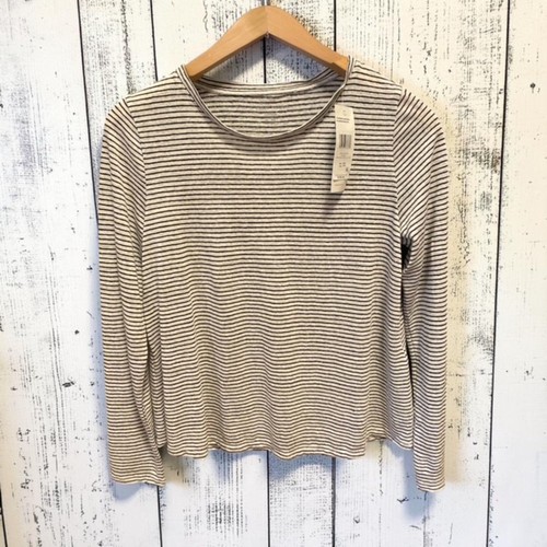 Eileen Fisher Striped Organic Linen Jersey Crew Neck Tee XXS NWT