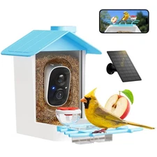 Smart Bird Feeder with Camera - Solar Powered Birdfeeder Cam 2K HD AI Smart I...