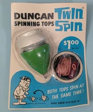 Vtg Duncan Twin Spin Top - NOS Sealed On Card NIP - 1960s Spinning Toy - No 310