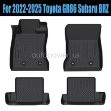 For 2022 2023 2024 Toyota GR86 Subaru BRZ TPE All-Weather Floor Mats Liner Black