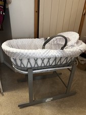 Baby Moses Basket Carry Cot Grey With Stand White Mattress Shrewsbury Newborn