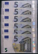 6x 5 Euro Italy S006 Full Set SA SB SC SD SE SF Draghi Not Circulated UNC FDS 