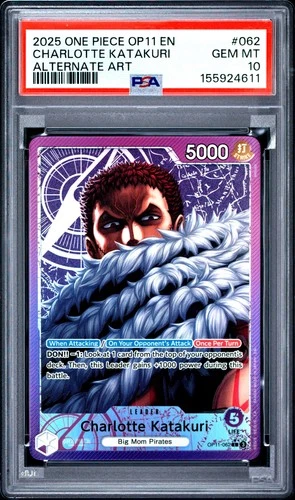4611 Charlotte Katakuri 2025 One Piece Fist Divine Speed OP11-062 Alt Art PSA 10