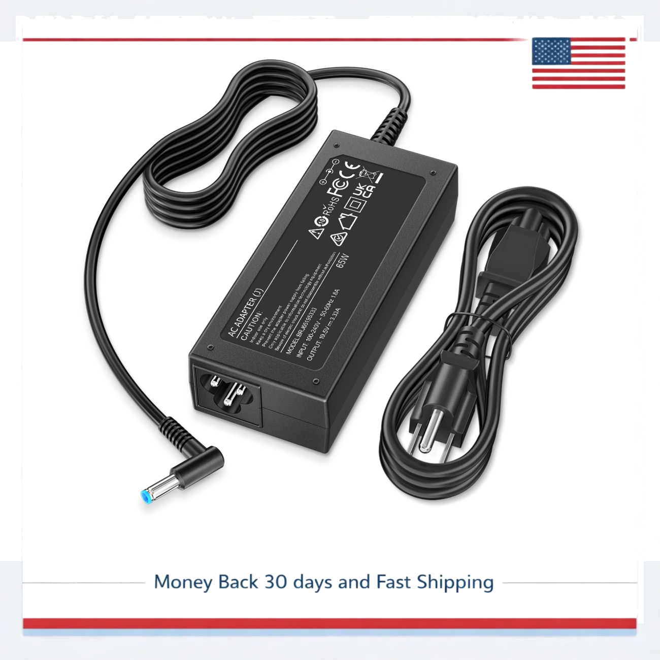 65W 45W Laptop Charger for HP - Smart Blue Tip, 4.5mm Connector, Fast ...