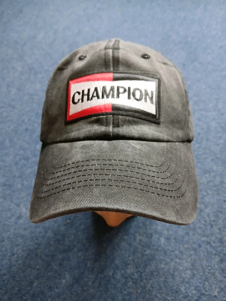 Pair Of Black & Red Champion Spark Plugs Stone Washed Baseball Caps Fits All - Image 4 of 4