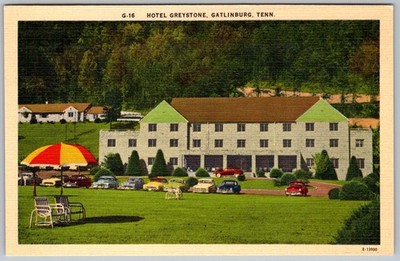 Vtg Linen Postcard Hotel Greystone Gatlinburg Tourists Gatlinburg, TN 1950s