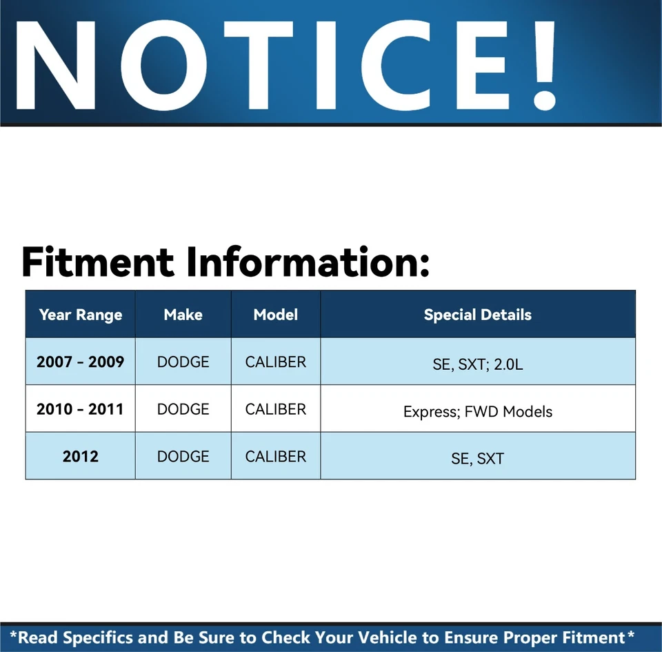 Pair Front Struts Coil Spring for 2007 2008 2009 2010 2011 2012 Dodge Caliber - Изображение 2 из 4