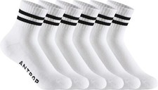 WoMen Quarter Crew Cotton Heel Tab Athletic Running Cushion Socks 9-12, White