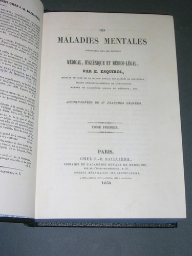 Psychiatrie E. Esquirol des maladies mentales 1838 réimpression 1993 planches - Picture 2 of 12