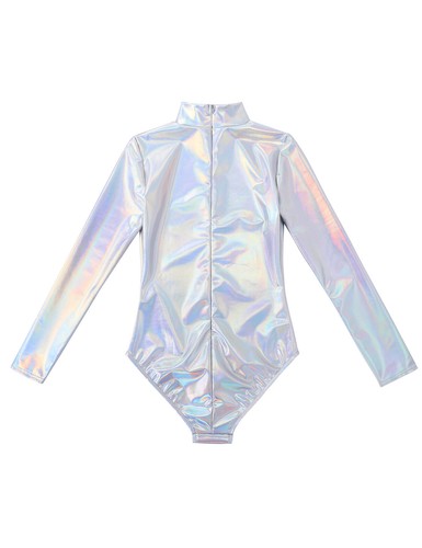 Womens One-piece Bodysuit Gymnastic Dance Leotard Long Sleeve Jumpsuit Clubwear - Picture 13 of 36