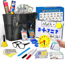 Pretend Play Teacher Set - Whiteboard, Bell, Clock More for Kids 5-12 Years