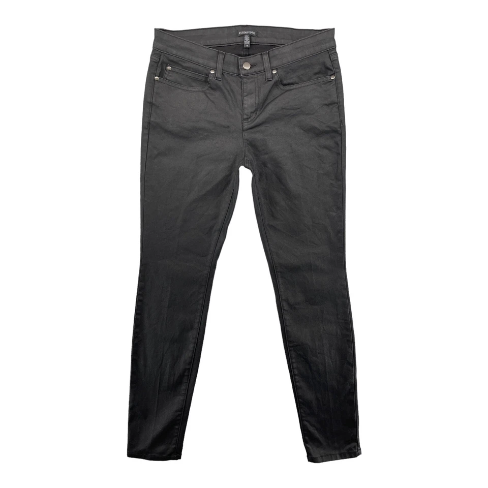 Pantalones de mezclilla ajustados elásticos negros de tiro medio para mujer Eileen Fisher hechos en EE. UU. Foto 4 de 4