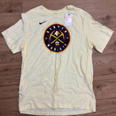 Nike Denver Nuggets Yellow T-Shirt NBA Size Large Jokic Jamal Essential