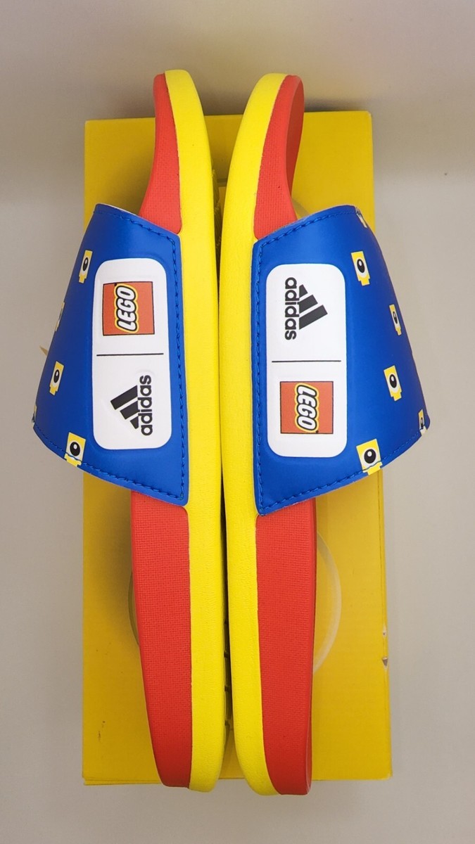 6Y US Adidas X Lego Youth Adilette Comfort Lego Slide San Blue Red Yellow  FZ2866 | eBay