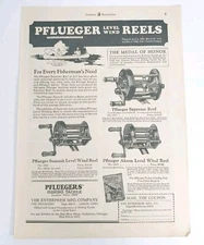 1927 PFLUEGER Level Wind REEL Vintage Print Ad FISHING GEAR AD 8.25" x 11.5"