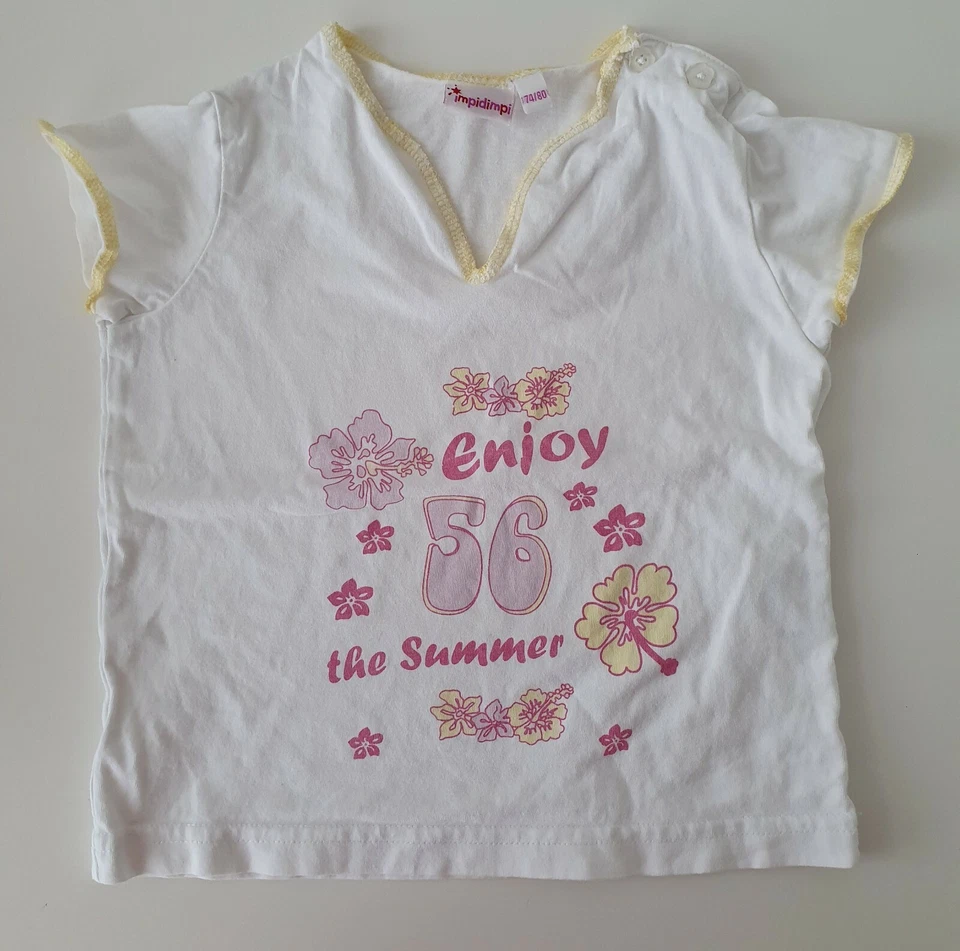 Impidimpi Baby Mädchen T-Shirt V-Ausschnitt Kurzarm Gr. 74/80 (9-12M)