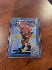 2020-21 O-Pee-Chee Platinum Hockey Sebastian Aho Blue Surge #105 Hurricanes