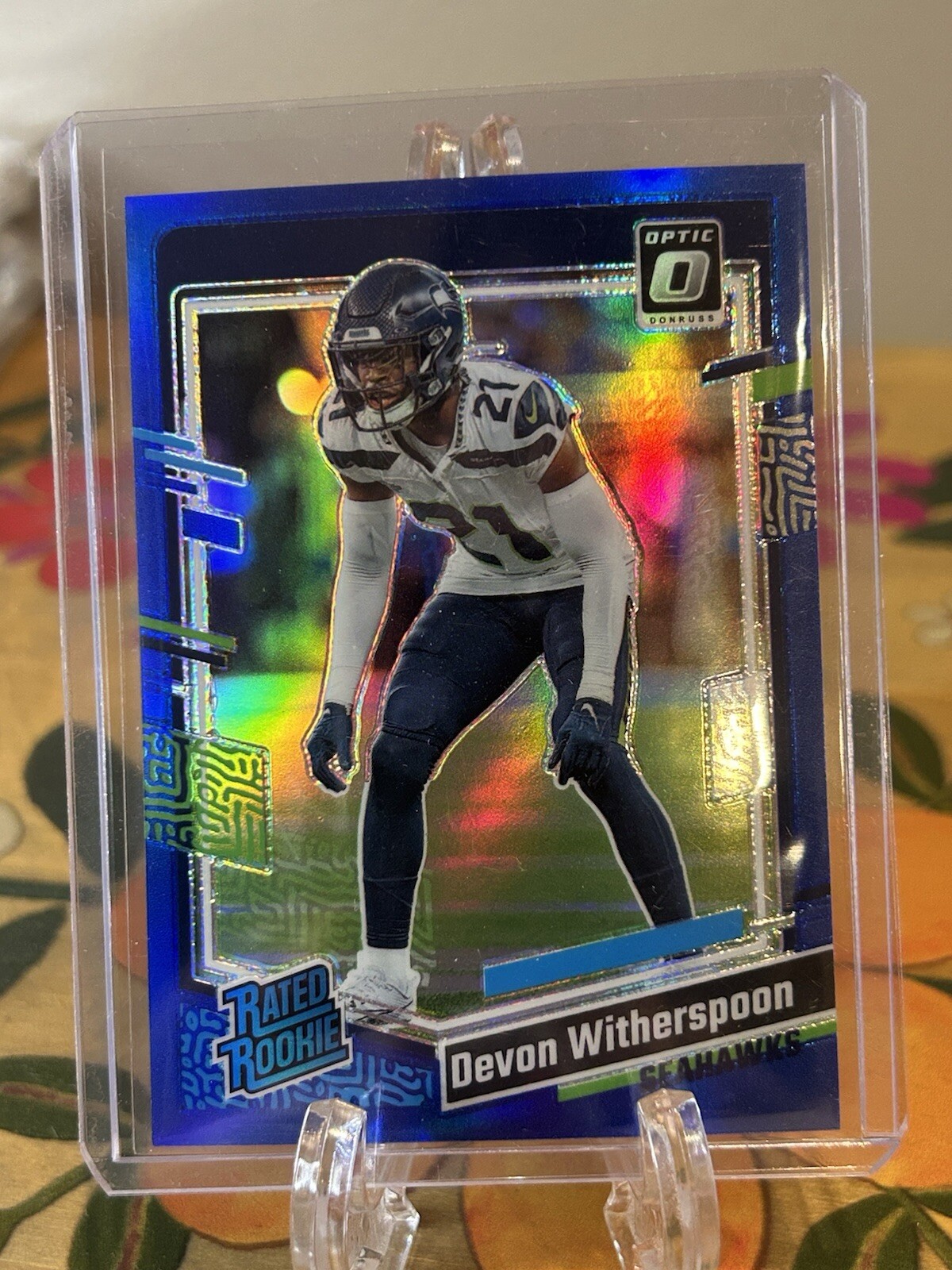 2023 Panini Donruss Optic Rated Rookie Blue Glitter Prizm #292 Devon Witherspoon