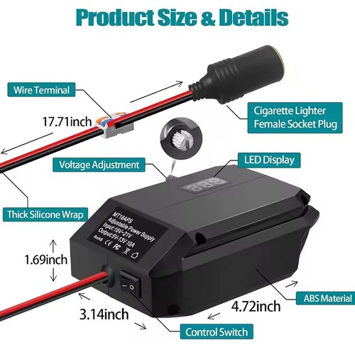 DC 18V to 12V Step Down Converter Adapter for Makita 18V Battery Buck Adapter - Picture 7 of 14