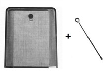 black fireguard freestanding fireside fire guard screen sparkguard cover + poker