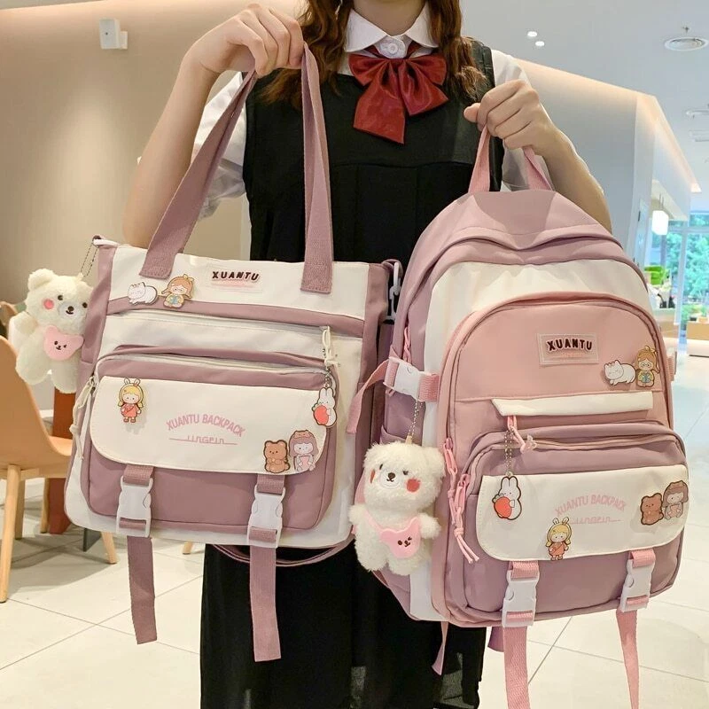 Girls Backpack Shoulder Bags Pockets School Bag Teenage Girls