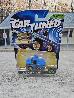 Car Tuned 1987 Chevy C10 Truck 1:64 Series 3 - 2025 Low Rider Blue Gold