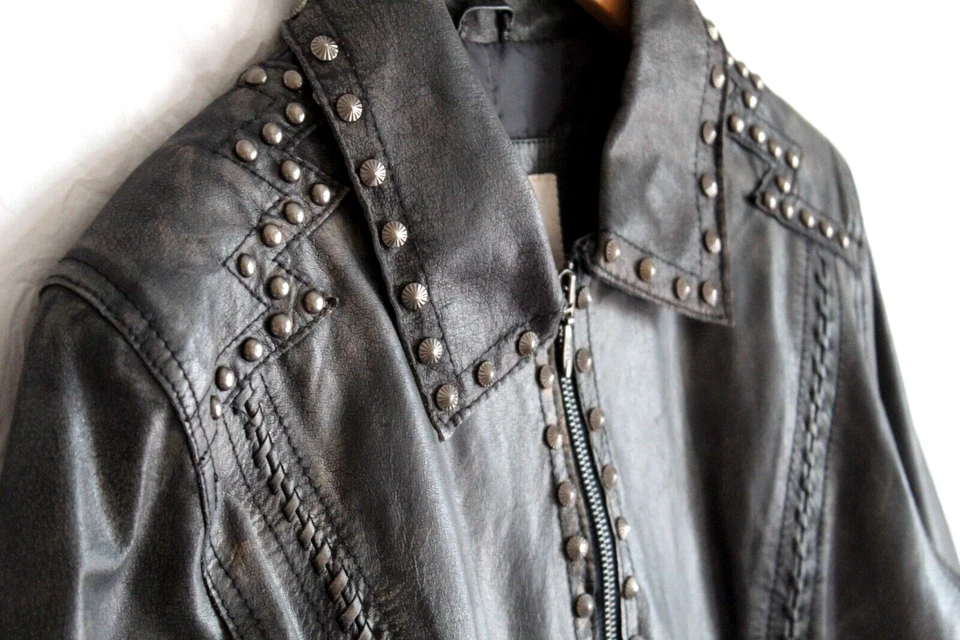 Cripple Creek Ladies Vintage Black Studded Leather Jacket Small Western Cowgirl - Image 3 of 4