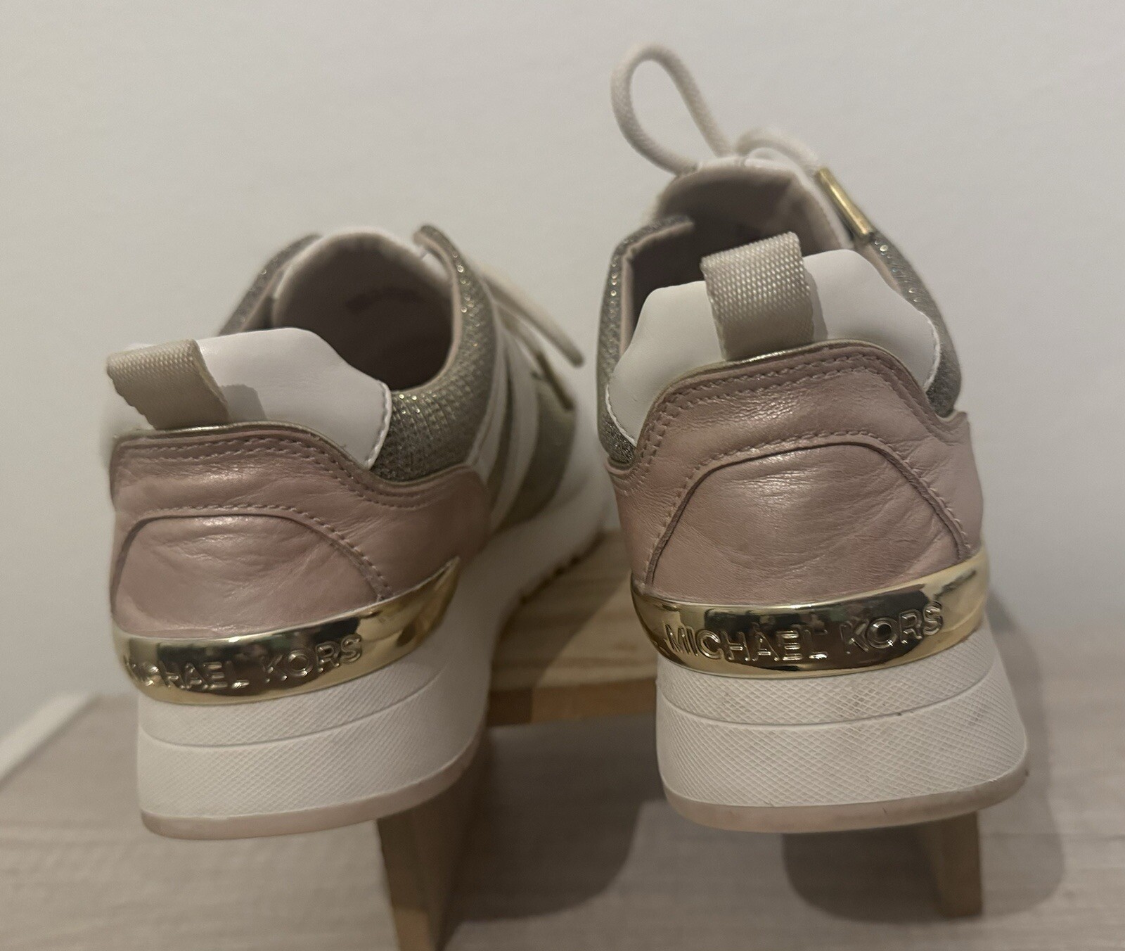 Michael Kors Mixed Media Pippin Leather Trainer Sneakers Glitter Mesh 9.5 thumbnail 7