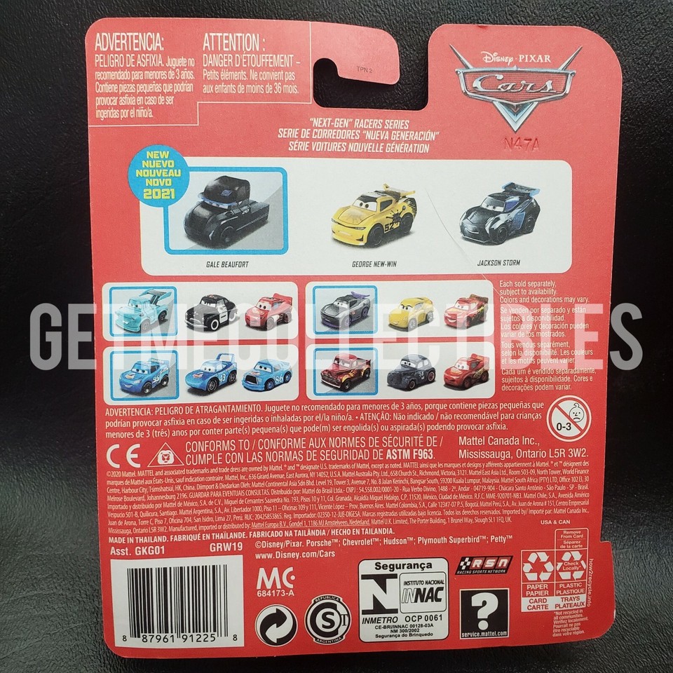 DISNEY PIXAR CARS MINI RACERS GALE BEAUFORT GEORGE NEW-WIN NEXT GEN 3 ...