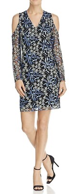 sam edelman embroidered mesh dress A-Line Dusty Blue Floral Embroidered Tulle Cocktail Dress