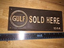 Gulf Oil Cast Iron Sign Plaque Metal Patina Gas Coal Petrol Gift Collector 11”
