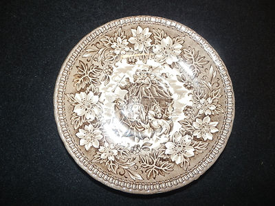 ROYAL TUDOR WARE Coaching Taverns 1828 Brown Saucer Staffordshire ENGLAND