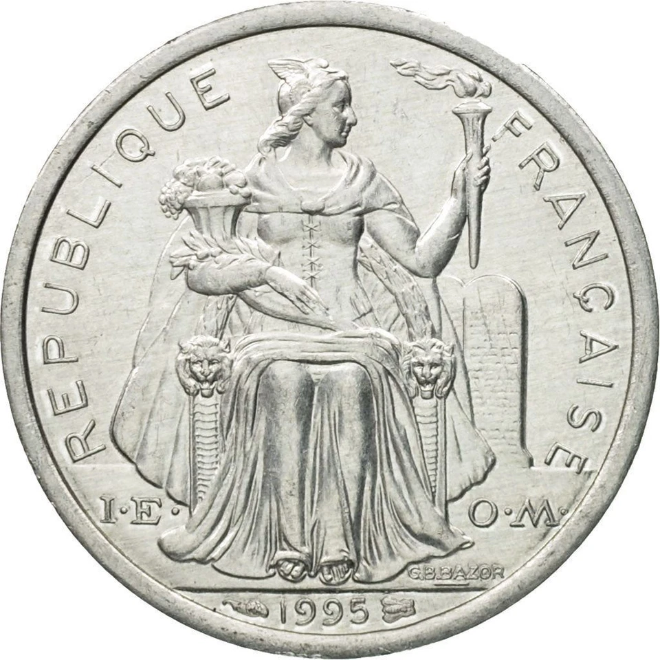 French Polynesia 1 Fra nc Coin | Liberty Sitting | Sailboat | 1975 - 2020 - Image 4 of 4