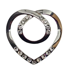 Shawl Ring Heart Clip Ladies Accessories Scarf Shirt CZ Gem Versatile Jewellery